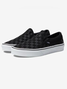 Vans Slip-On Checkerboard Sneakers in Black and White